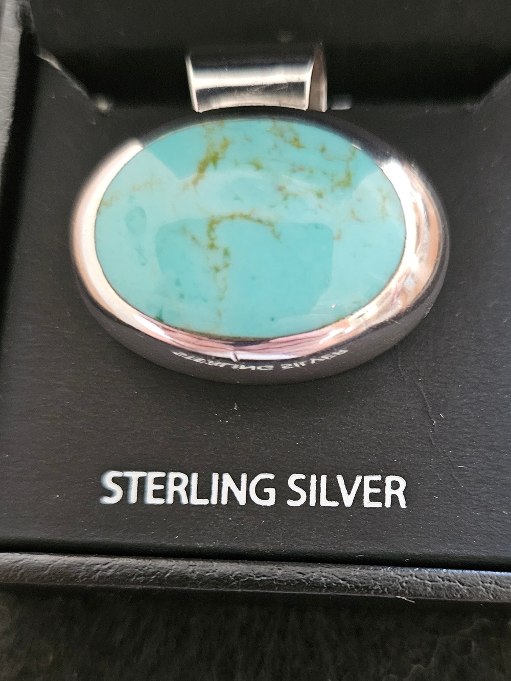 Vintage TAXCO Mexican Sterling Sicer Turquoise Oval Pendant TS-85